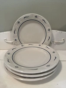 4 Longaberger Bread/Salad Plates Woven Traditions Blue Pottery 7.25” USA EUC - Picture 1 of 6