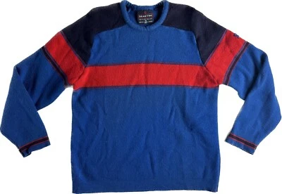 Suéter de esquí de lana Demetre vintage de los 80’s talla grande azul y rojo a rayas Foto 1 de 4