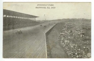 Tarjeta postal de pista de coche de carreras de madera Maywood Illinois Speedway Park 1915 del asistente - Imagen 1 de 2