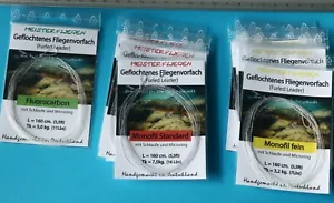 Geflochtenes Fliegenvorfach knotenlos mit Schlaufe & Ring aus Monofil Leader Top - Picture 1 of 11