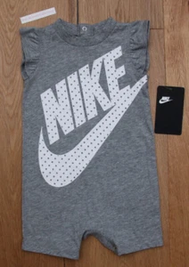 Nike Baby Girl Romper ~ Gray & White ~ Polka Dots ~ - Picture 1 of 2