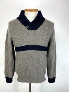 RRL Ralph Lauren Doble R Para Hombre Chal Cuello Lana Suéter Gris Marino Parche Mediano - Imagen 1 de 6