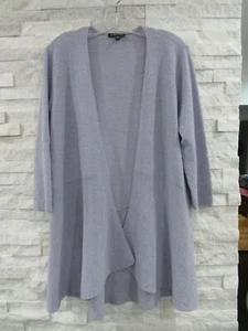 Eileen Fisher Strickjacke blau waschbar Wolle Krepp lang ausgestellt Schößchen M - Bild 1 von 8