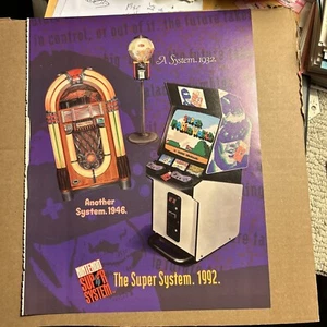 Giant 13-10”1992 Nintendo Super System, Mario World Arcade video game AD FLYER - Picture 1 of 5