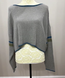 Natural Life Women Sweater XL Gray Cropped Oversized Long Sleeve Skater Boxy - Picture 1 of 10