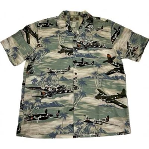 Vtg Kalaheo Made in Hawaii USA Sz L “B17 Flying Fortress” Planes Button up Shirt - Picture 1 of 5