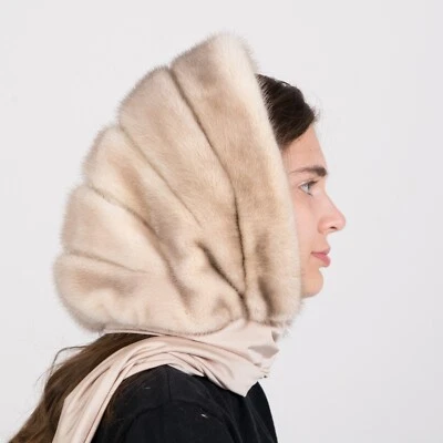 Bufanda de piel para mujer cabeza invierno sombrero de piel real visón capucha visón ruso sombrero chal de piel Foto 1 de 4