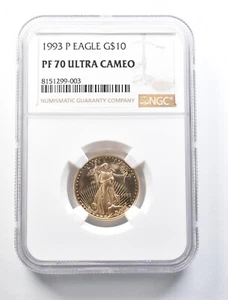 1993-P $10 American Gold Eagle 1/4 Oz Gold PF70 UCAM NGC *0985 - Picture 1 of 3