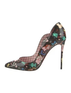 CHRISTIAN LOUBOUTIN Negro y Multicolor Patente Hot Chick 100 Bombas IT 40 Muy Bueno - Imagen 1 de 5