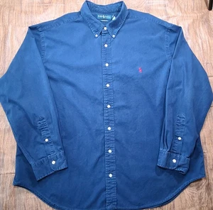 Polo Ralph Lauren manches longues boutonné chemise Oxford homme 3XB bleu marine rouge poney - Photo 1/6
