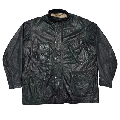 Barbour Leather International Riders Jacket Black XL Rare Size F/S - Image 1 of 4