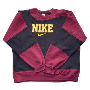 Nike Reworked Sweatshirt Herren XL Schwarz Rot Spellout Logo Crewneck Vintage Y2K - Bild 1 von 4
