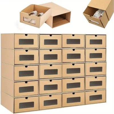 20PCS Shoe Storage Boxes Cardboard Shoe Storage Boxes Foldable and Stackable - Image 1 of 4