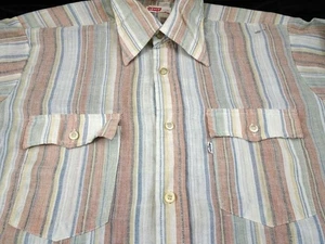 1970s Levis Western button shirt Large Made in USA Stripe THIN Dagger Collar L - Picture 1 of 10