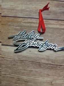 HARLEY DAVIDSON Chrome & Black Christmas Ornament 2008 Cursive Script Logo - Bild 1 von 3