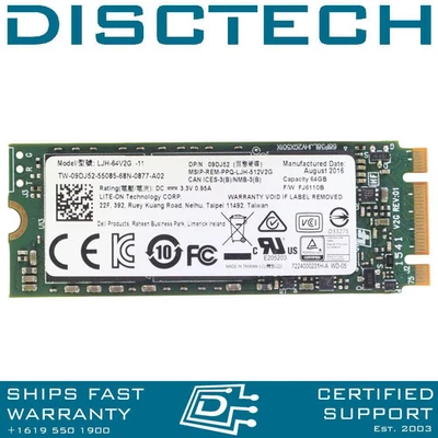 Lite-On LJH-64V2G Dell 9DJ52 64GB M.2 2260 6Gbps SATA SSD - Image 1 of 2