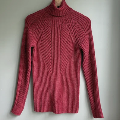 Suéter SUNDANCE Pequeño Acanalado Cuello Alto Algodón Seda Elástico Tejido Vacaciones Rojo Foto 1 de 4