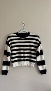 ZARA Kids Black and White Crew Neck Striped Sweater, Size 9-10 - Picture 1 of 14