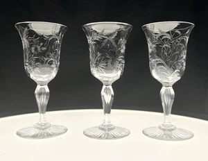 3 Dorflinger Cut Glass Stone Engraved Cordials - Picture 1 of 8