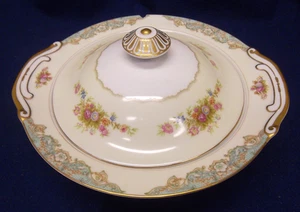 JYOTO PORZELLAN-SERVIERSCHALE MIT DECKEL-FAIRMONT MUSTER-BESETZT JAPAN 10,5" L/GROSSER CHIP* - Bild 1 von 10