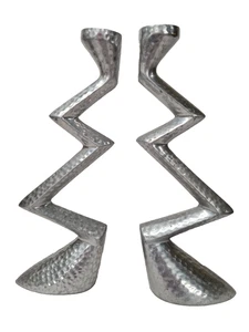 kerzenleuchter Matthew Hilton Stil 80er Zick Zack Aluminium Paar 29,5cm Z0050 - Bild 1 von 24
