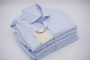 Camicia uomo Suitsupply tessuto viaggiatore prova blu cielo reale taglio ovale 43 17 - Foto 1 di 8