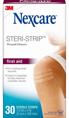 Cierre de herida Nexcare Steri-Strip, tiras transpirables sujetan heridas pequeñas  Foto 1 de 2