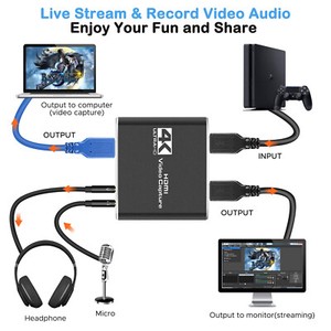 4K HDMI Video Capture Card for Live Streaming 1080P USB3.0 Video Recorder Switch