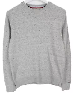 Tommy Hilfiger Cotton / Wool Pull Homme Petit Pull Mélange Ras Nek Gris - Imagen 1 de 8