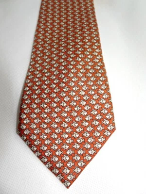 NUEVA CORBATA DE SEDA BATTISTONI $160 para hombre 3 1/4 "x 60" naranja petit PECES ITALIA Foto 1 de 4