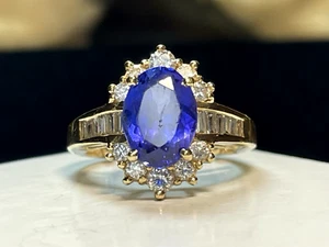 ANELLO ORO 14 KT TANZANITE NATURALE E DIAMANTI PIETRA PREZIOSA NATURALE 4,8 GRS - Foto 1 di 20