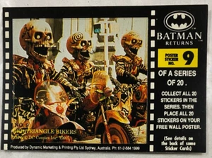 Dynamic 1992 Batman Returns #9/20 RED TRIANGLE BIKERS Trading Card Sticker - Picture 1 of 1