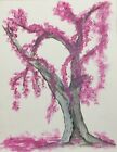Beau dessin à l'encre original "Fleurs de cerisier" œuvre d'art 11"x14" signé, États-Unis 2019