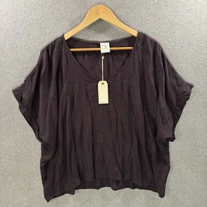 NWT By Together Women’s Small Grey Purple Embroidered Eyelet Dolman Tunic Boho - Picture 1 of 11