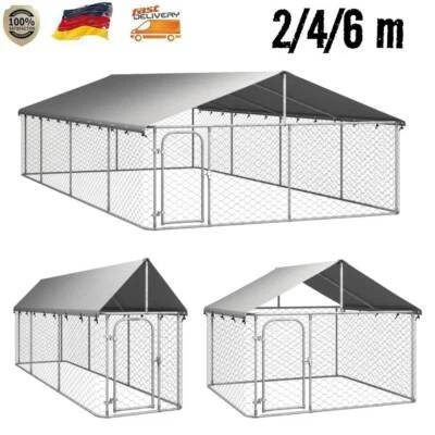 Outdoor Hundezwinger mit Dach Hundekäfig Hundehaus Außengehege Käfig Tierhaus - Bild 1 von 4