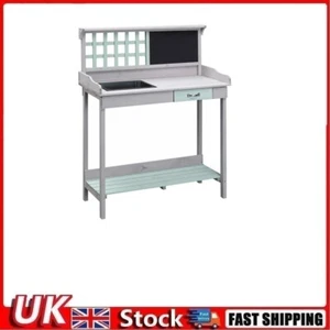 Hellgraue, hellblaue Garten-Werkbank、Offenes Regal Aufbewahrung 36,25" L x 16,75" B - Bild 1 von 7