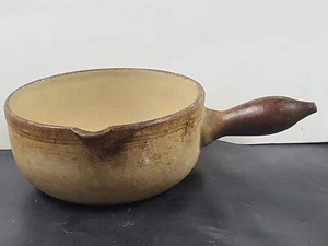 VTG Glazed Terracotta Clay Cooking Pot 6.5" PV 2055 Brown Yellow Heavy - Picture 1 of 13