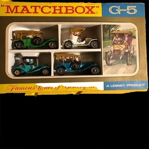 VINTAGE MATCHBOX LESNEY MODELS OF YESTERYEAR G-5 GIFT BOX SET 4 CAR SET - Picture 1 of 7