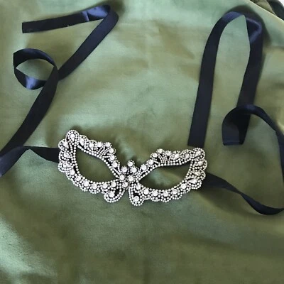 Mascared Mask Venetian Style With Black Satin Ribbon - Image 1 of 3