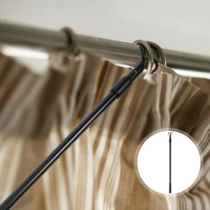 Aluminum Alloy Curtain Hanging Rod Wand Black Drapery Pull Telescopic - Picture 1 of 12