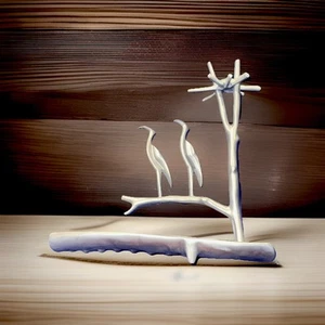 Garzas de menorá Shraga Landesman Hanukah raras en árbol con canal aluminio fundido - Imagen 1 de 6
