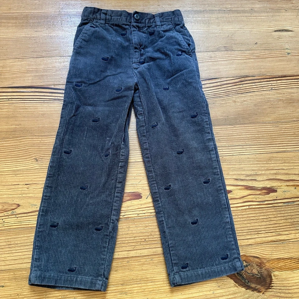 Kitestrings 深灰色鲸鱼刺绣灯芯绒裤子 尺寸 6 — 第 1/4 张图片