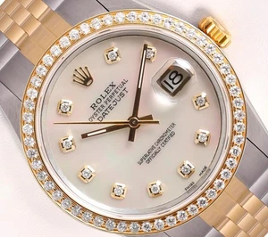 Rolex Datejust 36mm Two-Tone Jubilee YG Diamond Bezel White MOP Diamond Dial - Picture 1 of 6