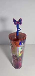 Starbucks, Kunststoff Cold Cup mit Schmetterling & Silikon Strohhalm Topper, 24 Oz - Bild 1 von 4