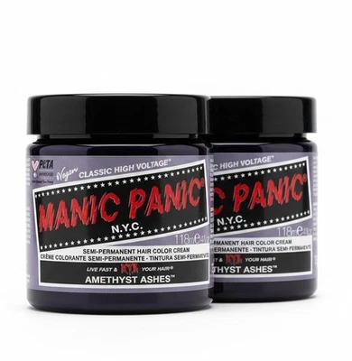 [Paquete de 2] Tinte de cabello semipermanente vegano Manic Panic 40z [cenizas amatires] Foto 1 de 4