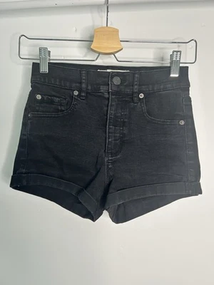 Pantalones cortos de mezclilla negros para mujer Garage talla 0 tiro alto súper suaves Foto 1 de 4