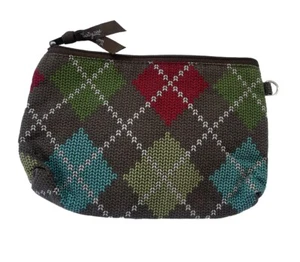 Thirty-one 31 Mini Zipper Bag / Pouch Retired Windsor Argyle NWOT - Picture 1 of 4