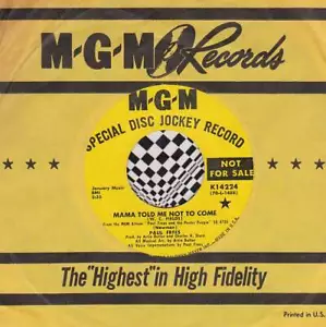 PAUL FREES 45 RPM MGM K14224 - Mama Told Me Not to Come / Raindrops Keep Fallin' - Foto 1 di 1