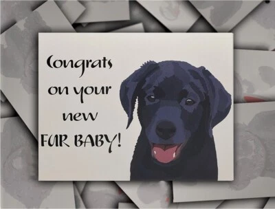 Congrats on New Fur Baby Black Labrador Puppy Dog Card with Envelope - Image 1 of 4
