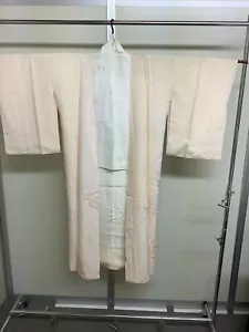 Cuello Japonés Vintage Kimono Rosa Salmón con Altura de Suciedad 149 cm Usado - Imagen 1 de 11